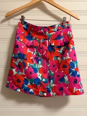 Lili Sidonio Molly Bracken Floral Button Front A-Line Mini Skirt XS Retro